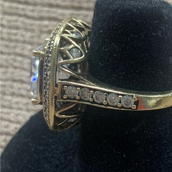 Gorgeous 3K CZ/Baguette/Round Gold over SS Ring - Picture 14 of 15